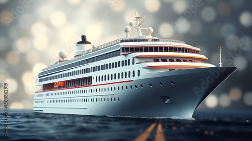 Wallpaper Mural Vector Illustration of White Luxury Cruise Ship on Isolated Dark Background, Generative AI Torontodigital.ca