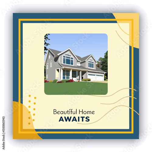 Engage your audience with our stunning real estate house social media post or square template, designed to captivate and attract potential buyers with its eye catching visuals and compelling content