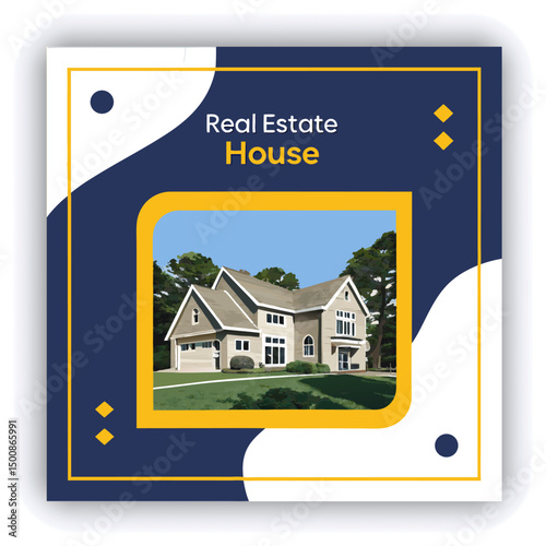Engage your audience with our stunning real estate house social media post or square template, designed to captivate and attract potential buyers with its eye catching visuals and compelling content