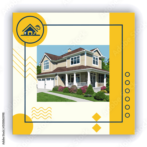 Engage your audience with our stunning real estate house social media post or square template, designed to captivate and attract potential buyers with its eye catching visuals and compelling content