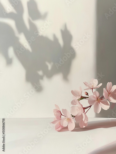 minimalist composition featuring a branch of cherry blossoms. It would also work well as a decorative piece, a background for text, or inspiration for floral or spring-themed projects.