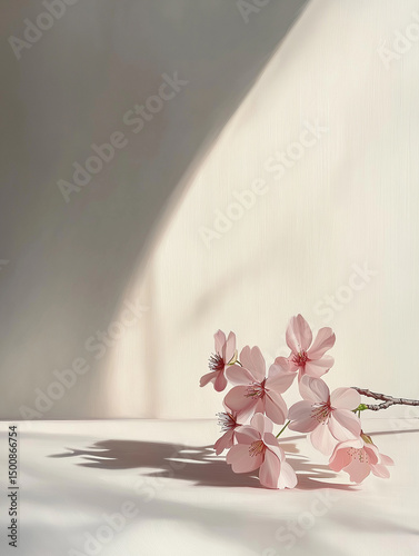 minimalist composition featuring a branch of cherry blossoms. It would also work well as a decorative piece, a background for text, or inspiration for floral or spring-themed projects.