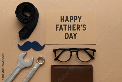 top view of fathers day concept with space background