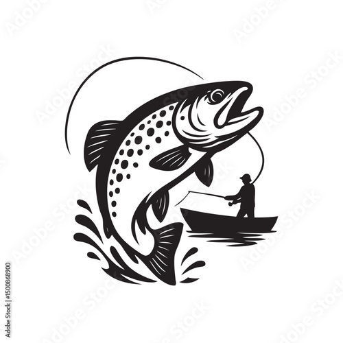 image of people fishing for trout vector