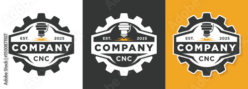Set of laser cutting logo emblem cnc machine vector design template illustration isolated