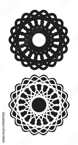 Set of abstract floral flower circular  mandala vector design. 
