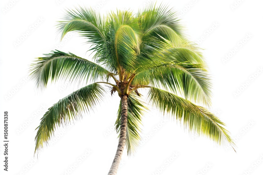 Fototapeta premium Palm Tree On White. Natural Palm Leaf Isolated on White Background