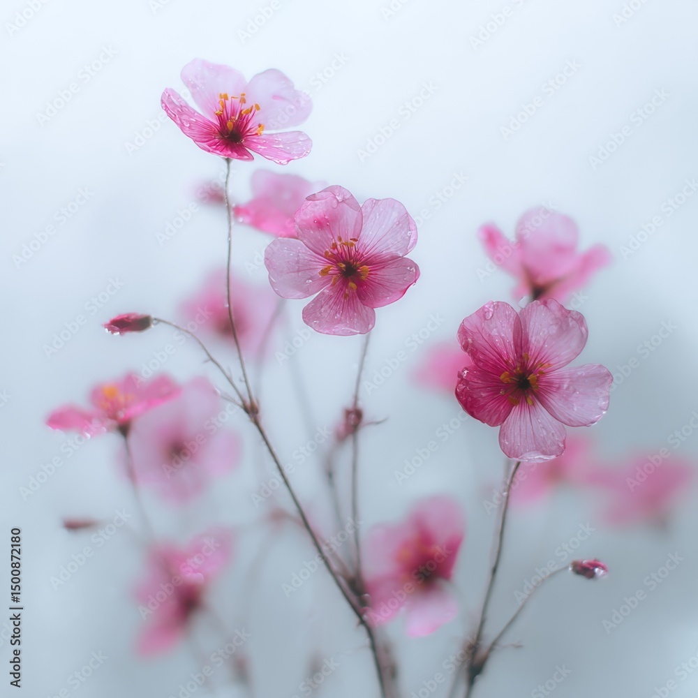 Obraz premium Delicate Pink Flower Blossoms with Soft Background for Spring Vibes