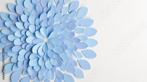 Pastel blue circular decorative elements in flat lay, conveying harmony and delicate elegance