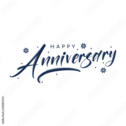 Happy Anniversary text. Beautiful greeting banner poster calligraphy inscription black text word. Hand drawn design. Handwritten modern brush lettering white background isolated vector