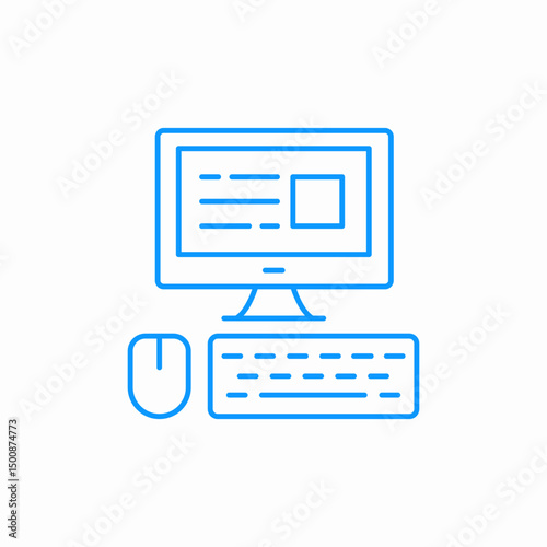 desktop computer setup icon sign vector
