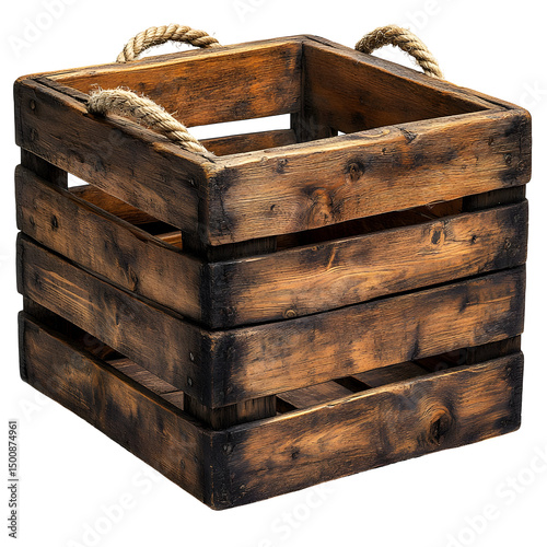 Rustic Wooden Crate with Rope Handles