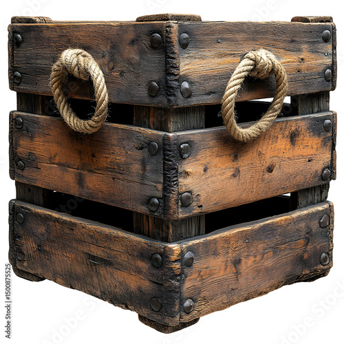 Rustic Wooden Crate 3D Illustration