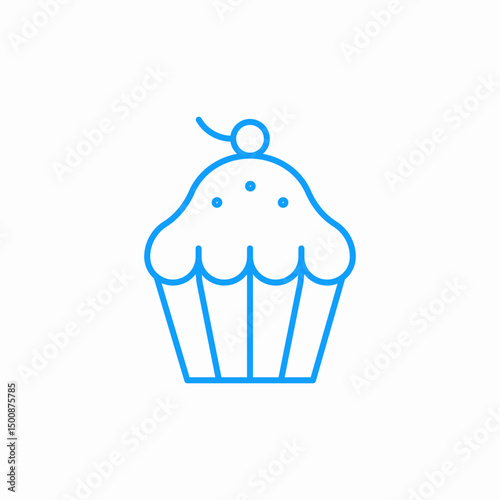 frosted cupcake cherry icon sign vector