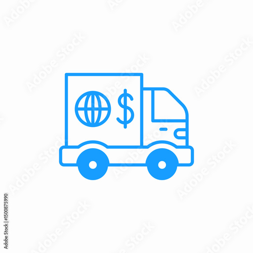 global money truck icon sign vector