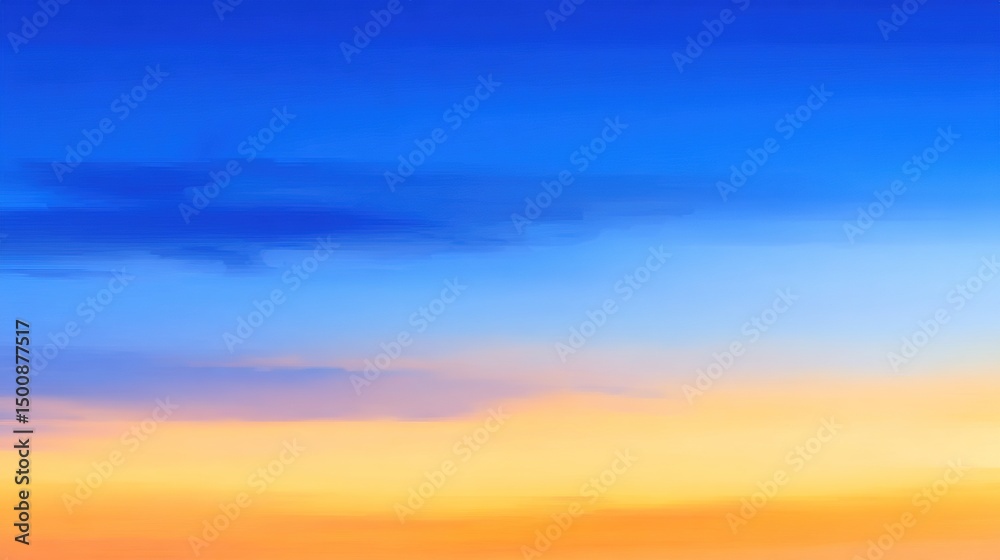 Obraz premium Vibrant blue and orange gradient sky blending smoothly, evoking a sense of serene harmony and boundless energy