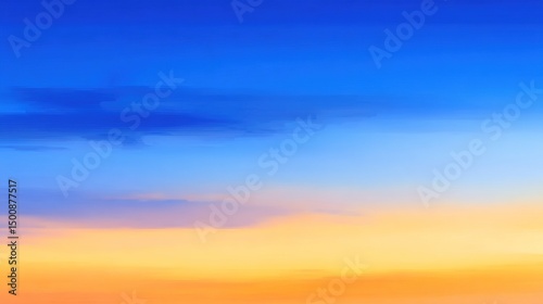 Vibrant blue and orange gradient sky blending smoothly, evoking a sense of serene harmony and boundless energy