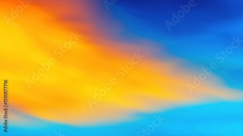 Vibrant blue and orange gradient sky blending smoothly, evoking a sense of serene harmony and boundless energy