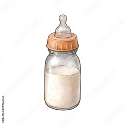 Baby bottle filled with milk illustration vector on white background closeup isolated