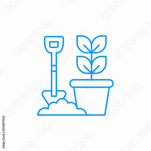 shovel potted plant icon sign vector