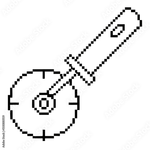 pixel pizza cutter for effortless slicing with a sleek line art design