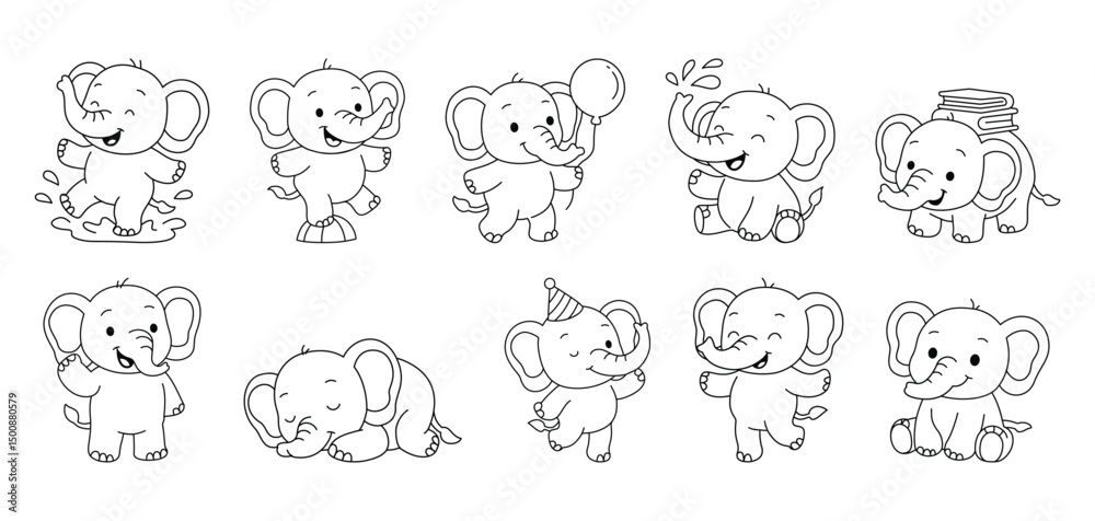 Cute Elephant Character Mascot Outline for Kids Worksheet Cute Elephant Character Mascot Outline for Kids Worksheet