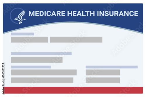 American health insurance card "Medicare" in flat design style (cut out)