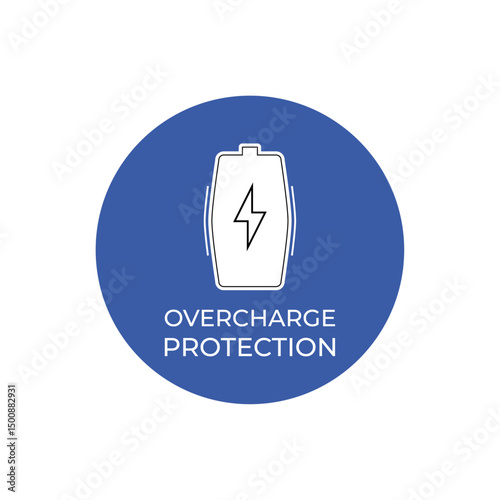 Over Charge Protection Battery Product Label Sign Symbol Vector Illustration