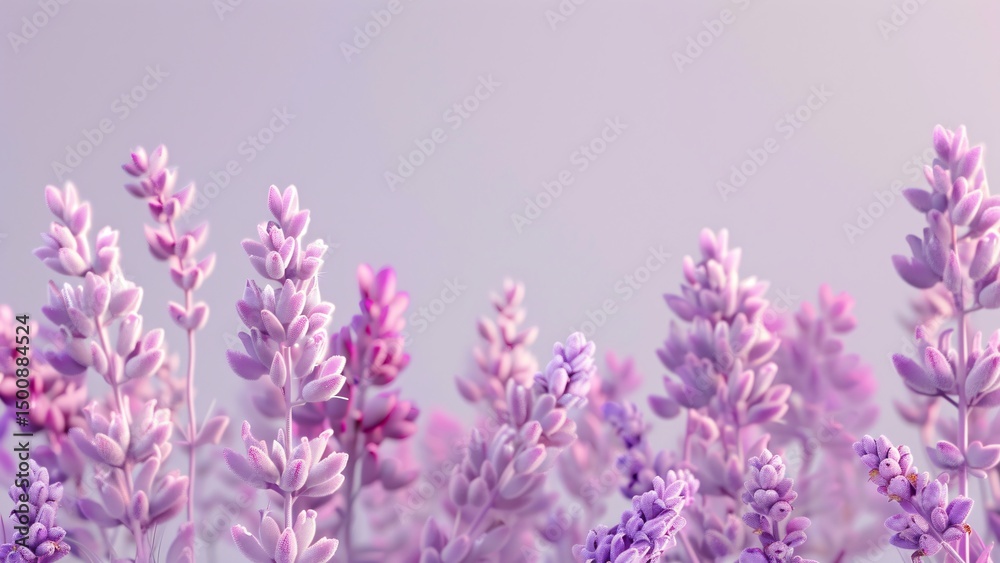 Naklejka premium Lavender flowers in bloom with soft purple lighting