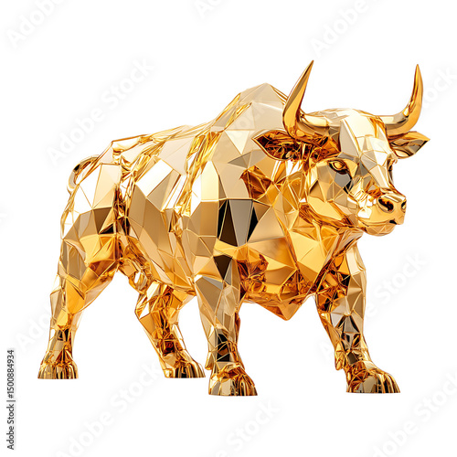 Shiny multi-faceted illustration of a gold bul photo