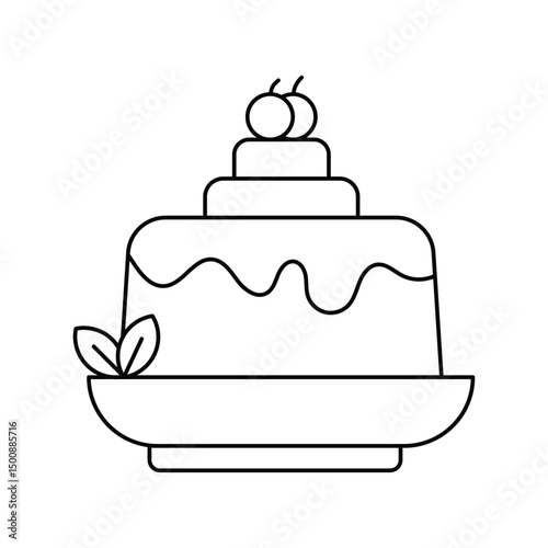 pudding lineal icon with white background vector stock illustration