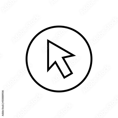 Free Download Cursor arrow outline icon on circle line. Computer pointer mouse sign symbol - GFXLoad