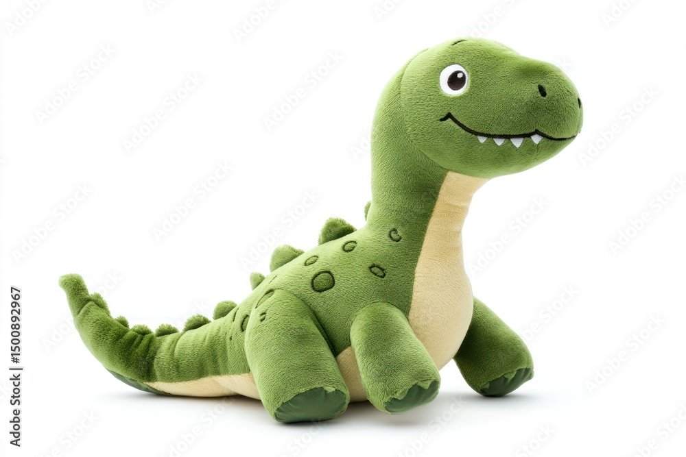 Fototapeta premium plush dinosaur toy green color isolated on white background
