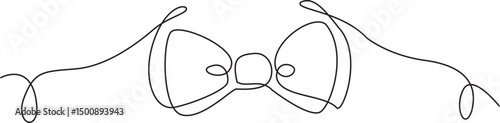 Neck with a bow tie single line art. Man in formal wear dress code abstract minimal one line drawing. Vector illustration.