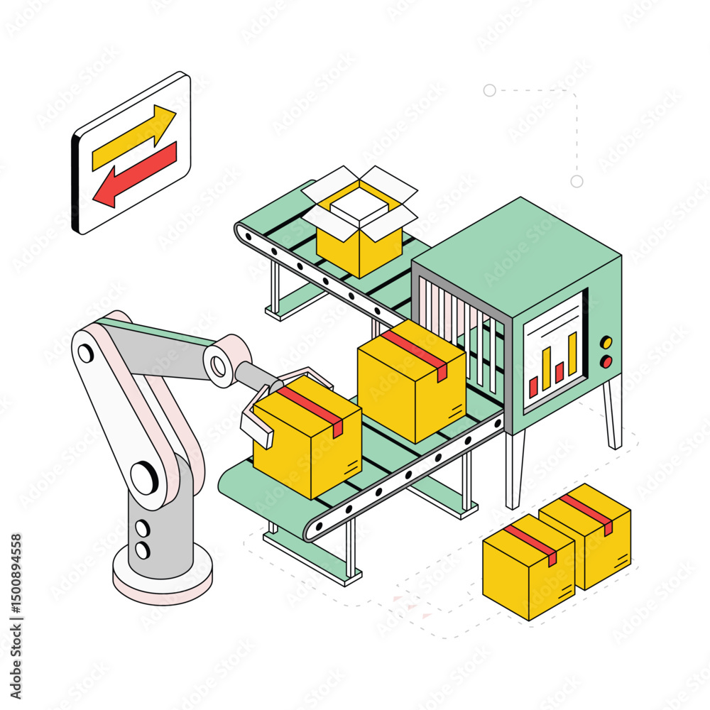 Obraz premium Warehouse Manufacturing Isometric Style Illustration. EPS 10 File
