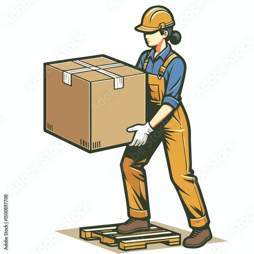 factory workers are lifting cardboard boxes