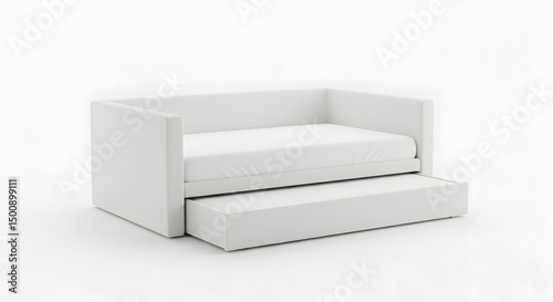 Fabric Daybed with Pull Out Trundle in White Scene PNG
