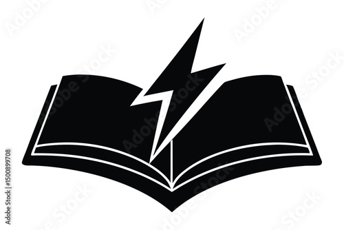 flash symbol over open book