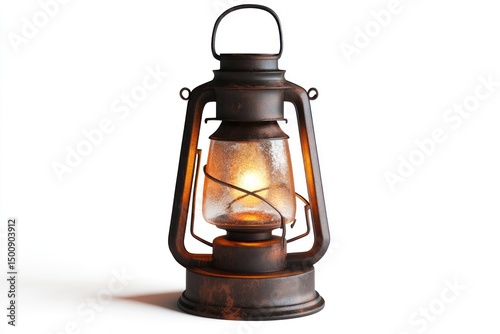 lantern style bedside lamp with handle isolated on white background