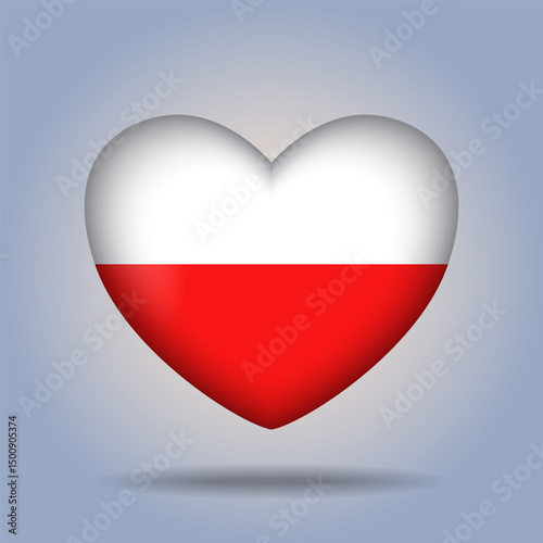 Poland flag heart button Isolated on color gradient background. Exclusive banner flag