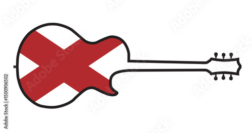 Guitar Outline With Alabama State Flag