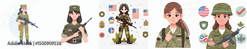 Vector of a female soldier
