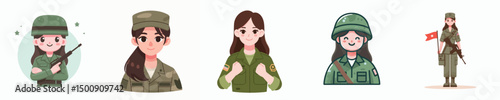 Vector of a female soldier