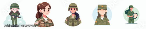 Vector of a female soldier