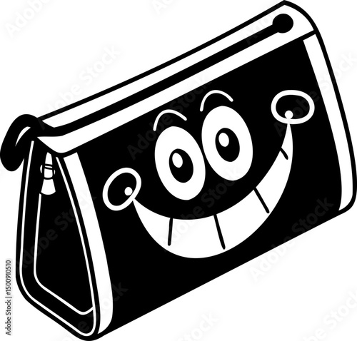 Cute pencil case with smiling face design, perfect for school supplies and organization