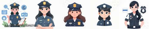 Vector of a female police