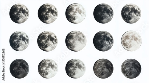 Wallpaper Mural A stunning display of the moon in various phases capturing its beauty and mystery. Each phase reveals a different aspect of this celestial body. Generative AI Torontodigital.ca