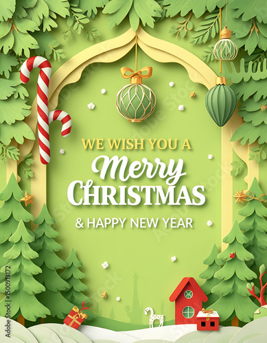 christmas greeting card with christmas tree