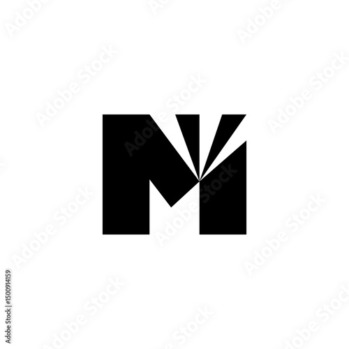 Black UNIVERSAL LIGHT Initial M Logo. Abstract Monogram Logomark for Growing Business, Branding, Identity, Marketing.