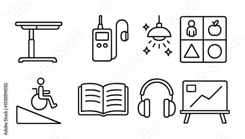 Inclusive education icons for accessibility and learning resources design